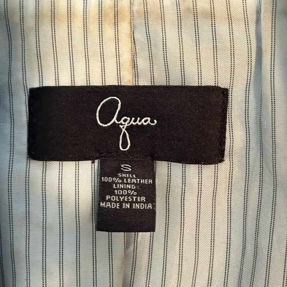 Aqua by Bloomingdale’s Black Leather Moto Jacket - Picture 11 of 12